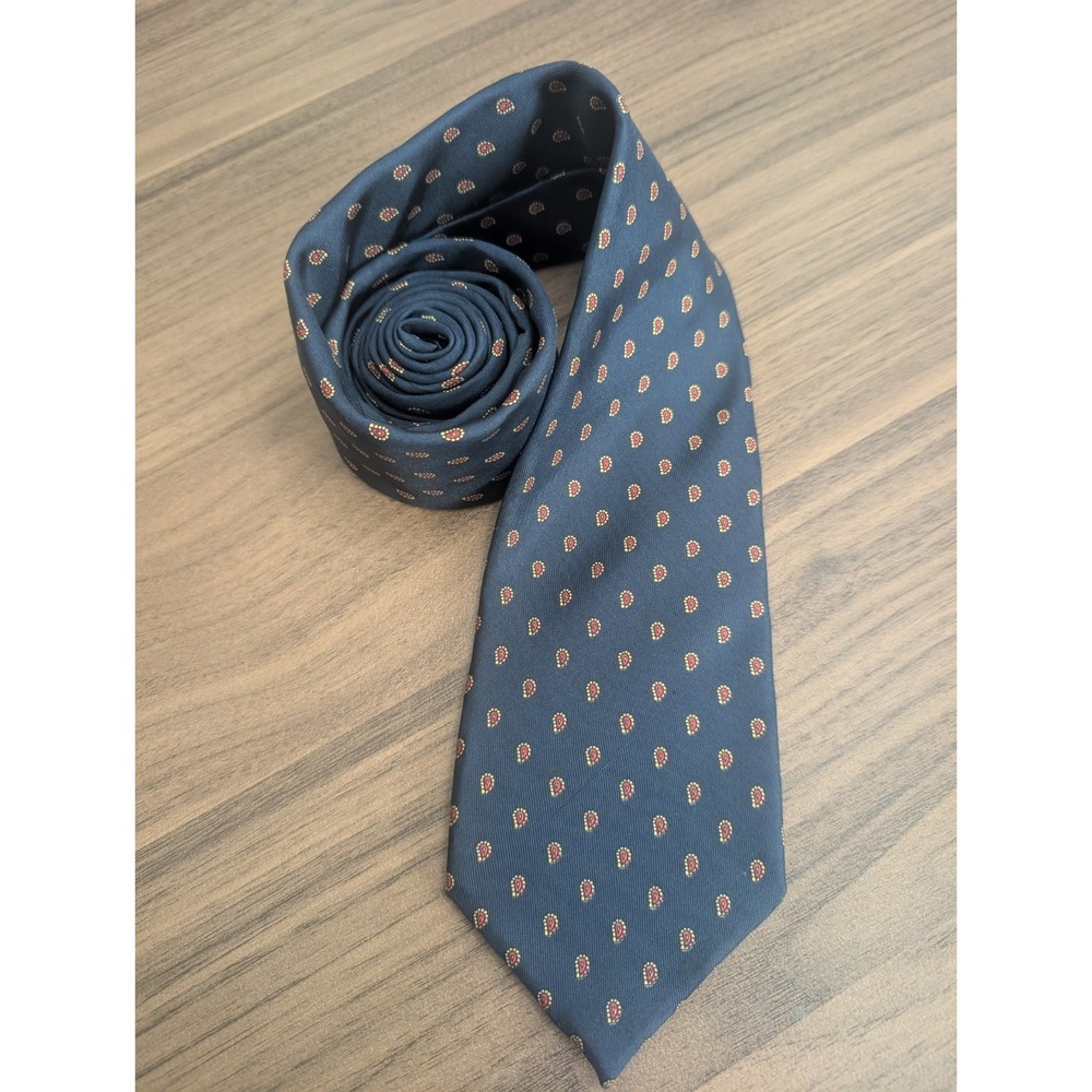 Vintage Wembley Silks Navy Blue Red Paisley Men's Necktie Classic Preppy Tie